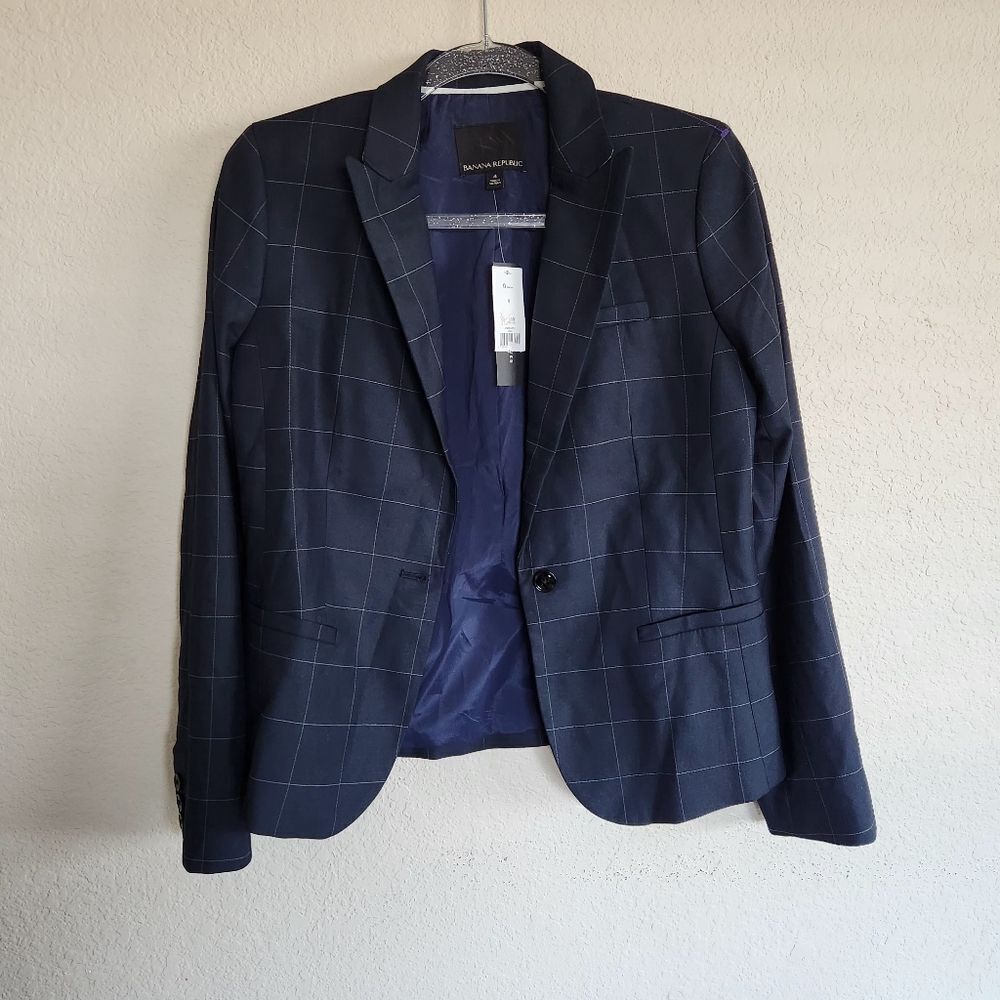 Banana Repulic Navy Paid Blazer Size 4